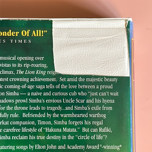 THE LION KING VHS Movie Tape Walt Disney's Masterpiece Collection  1995 ORIGINAL - Picture 9 of 14